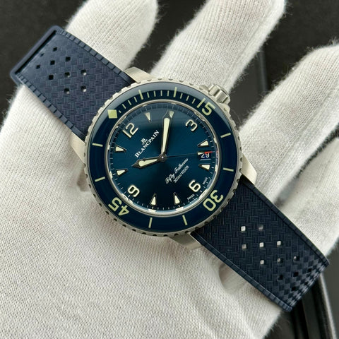 Blancpain Fifty Fathoms Automatique Ref. 5010 12B40 O64B | Full-Set 11/2024 | Unworn | Titan | 42.3mm | Like New | Blue Dial | Top | VIP