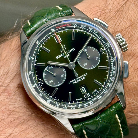 Breitling Premier B01 Chronograph 42 Bentley Ref. AB0118A11L1X1 | Full-Set 2022 | Grünes Zifferblatt | British Racing Green | 42mm | Top | VIP