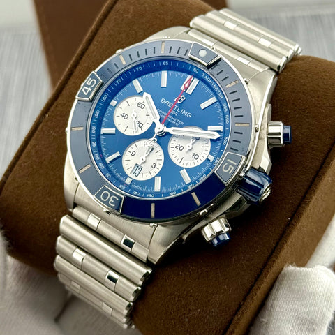 Breitling Super Chronomat B01 Chronograph Ref. AB0136161C1A1 | Full-Set 2021 | Blue Dial | Erstkaufrechnung | 44mm | Keramik Lünette | Top
