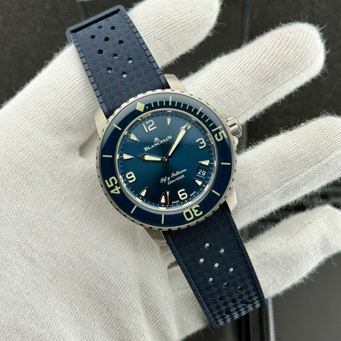 Blancpain Fifty Fathoms Automatique Ref. 5010 12B40 O64B | Full-Set 11/2024 | Unworn | Titan | 42.3mm | Like New | Blue Dial | Top | VIP