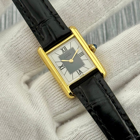 Cartier Tank Vermeil Ref. 5057001 | Quartz | Rare Dial | Vintage | Cartier Strap | 20x28mm | Damen | Ladies | VIP