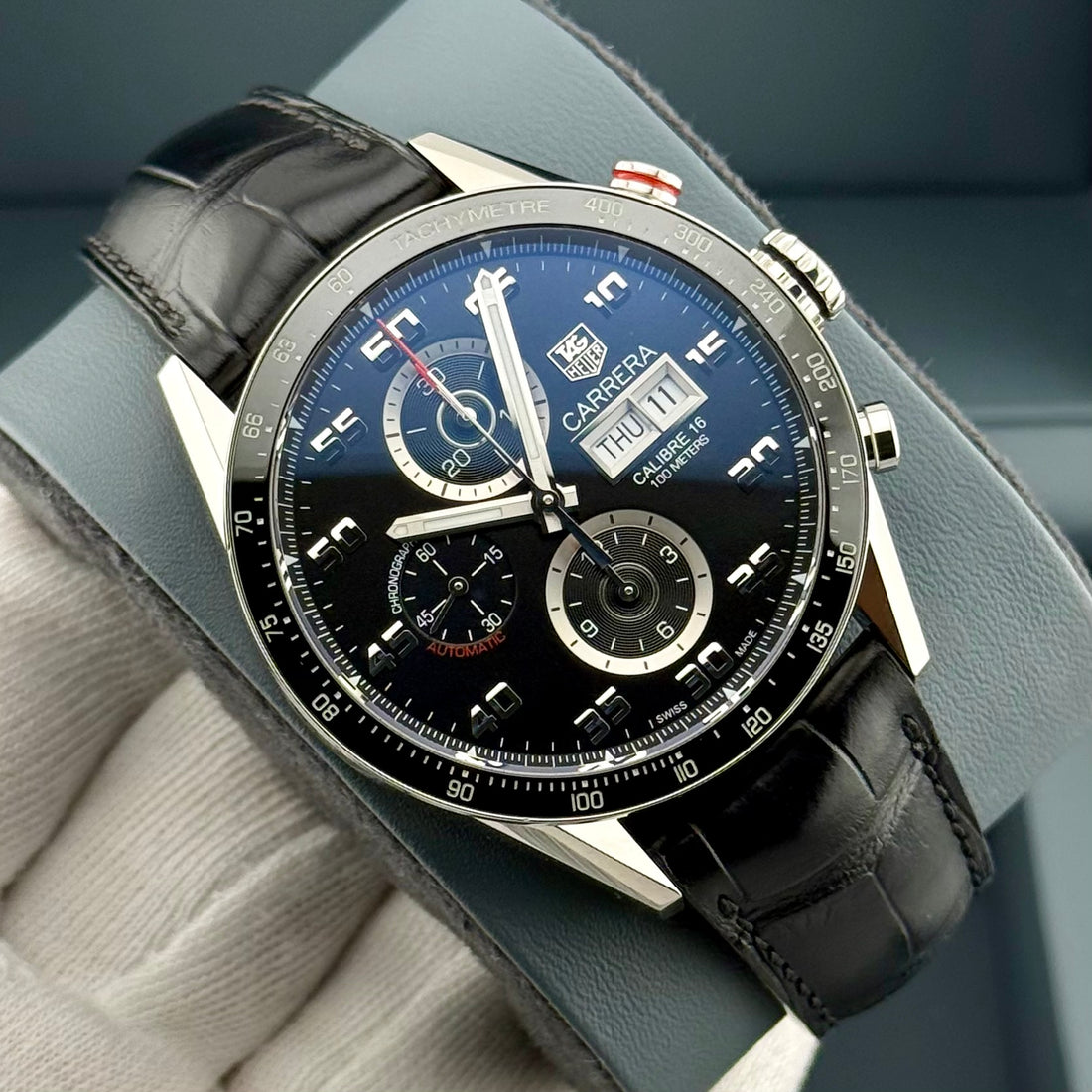 Tag Heuer Carrera Calibre 16 Chronograph Ref. CV2A1R.FC6235 | Full-Set 2023 | Day-Date | Top Condition | Black Dial