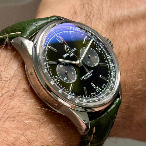 Breitling Premier B01 Chronograph 42 Bentley Ref. AB0118A11L1X1 | Full-Set 2022 | Grünes Zifferblatt | British Racing Green | 42mm | Top | VIP