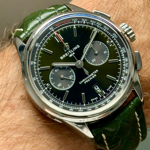 Breitling Premier B01 Chronograph 42 Bentley Ref. AB0118A11L1X1 | Full-Set 2022 | Grünes Zifferblatt | British Racing Green | 42mm | Top | VIP