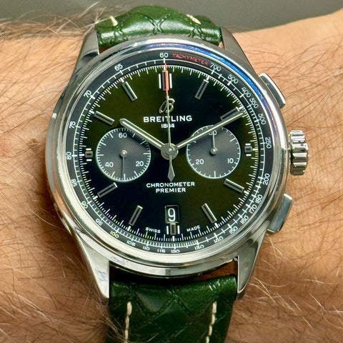 Breitling Premier B01 Chronograph 42 Bentley Ref. AB0118A11L1X1 | Full-Set 2022 | Grünes Zifferblatt | British Racing Green | 42mm | Top | VIP