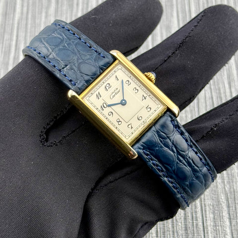 Cartier Tank Vermeil Ref. 590005 | Papers 1991 | Quartz | 23x30mm | Breguet Numerals Dial | Silver 925 | Top | VIP