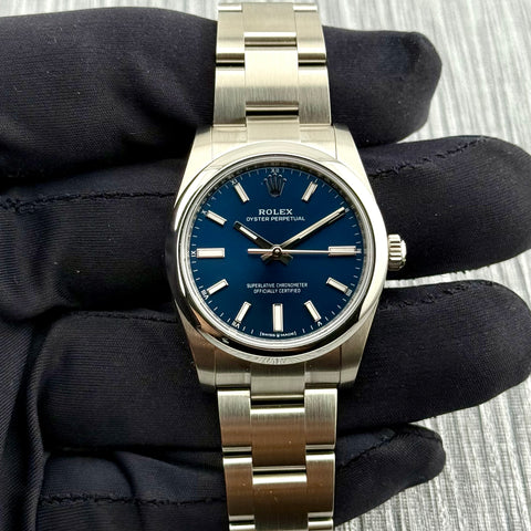 Rolex Oyster Perpetual 34 Ref. 124200 | Full-Set 2025 | NEU | LC100 | 34mm | Blue Dial | Automatic | VIP