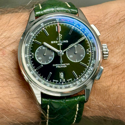 Breitling Premier B01 Chronograph 42 Bentley Ref. AB0118A11L1X1 | Full-Set 2022 | Grünes Zifferblatt | British Racing Green | 42mm | Top | VIP