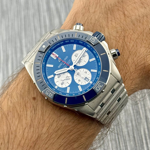 Breitling Super Chronomat B01 Chronograph Ref. AB0136161C1A1 | Full-Set 2021 | Blue Dial | Erstkaufrechnung | 44mm | Keramik Lünette | Top
