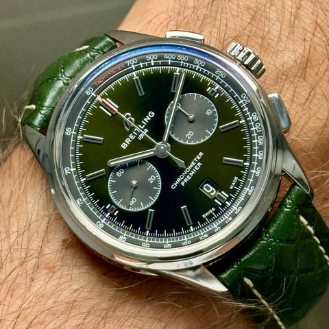 Breitling Premier B01 Chronograph 42 Bentley Ref. AB0118A11L1X1 | Full-Set 2022 | Grünes Zifferblatt | British Racing Green | 42mm | Top | VIP