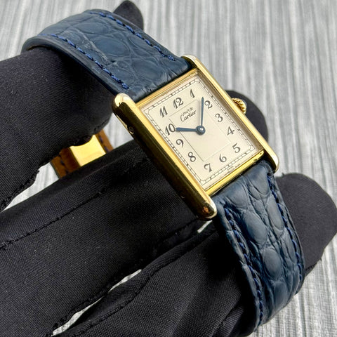 Cartier Tank Vermeil Ref. 590005 | Papers 1991 | Quartz | 23x30mm | Breguet Numerals Dial | Silver 925 | Top | VIP