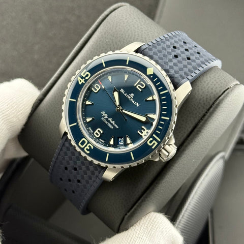 Blancpain Fifty Fathoms Automatique Ref. 5010 12B40 O64B | Full-Set 11/2024 | Unworn | Titan | 42.3mm | Like New | Blue Dial | Top | VIP