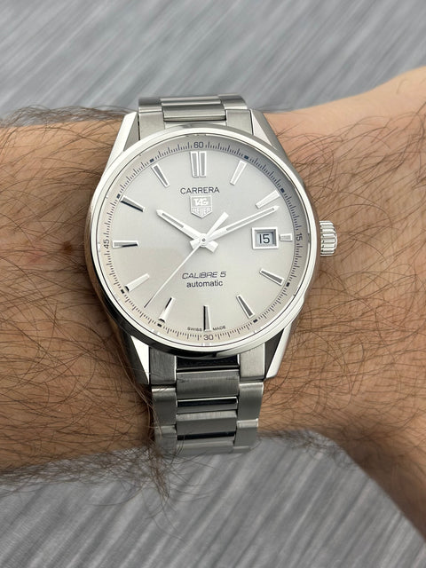 Tag Heuer Carrera Calibre 5 Ref. WAR211B.BA0782 | Full-Set 2021 | Automatic | 39mm | Silver Dial | Rare | Top | VIP