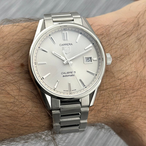 Tag Heuer Carrera Calibre 5 Ref. WAR211B.BA0782 | Full-Set 2021 | Automatic | 39mm | Silver Dial | Rare | Top | VIP