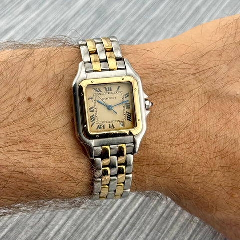 Cartier Panthère Ref. 187949 | 2-row 18k yellow gold | Vintage | 27x27mm | Quartz | Rare | Top