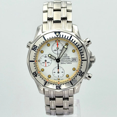 Omega Seamaster Diver Chronograph 300M Ref. 25982000 | Papers 1997 | Serviced 07/2025 | Chronograph | White Wave Dial | 41.5mm | 259820 | Top | VIP