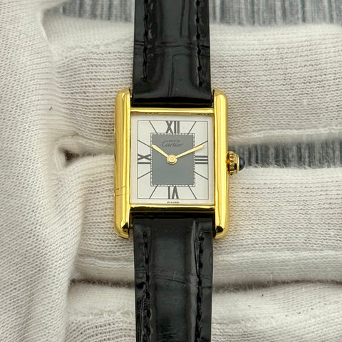 Cartier Tank Vermeil Ref. 5057001 | Quartz | Rare Dial | Vintage | Cartier Strap | 20x28mm | Damen | Ladies | VIP