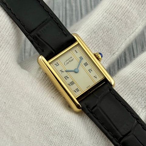 Cartier Tank Vermeil Ref. 5057001 | Quartz | Rare Dial | Vintage | Cartier Strap | 20x28mm | Damen | Ladies | VIP