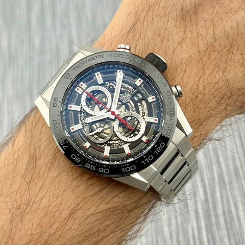 Tag Heuer Carrera Calibre HEUER 01 Chronograph Ref. CAR2A1W.BA0703 | Full-Set 11/2017 | Serviced 11/2025 | 45mm | Skeleton | VIP