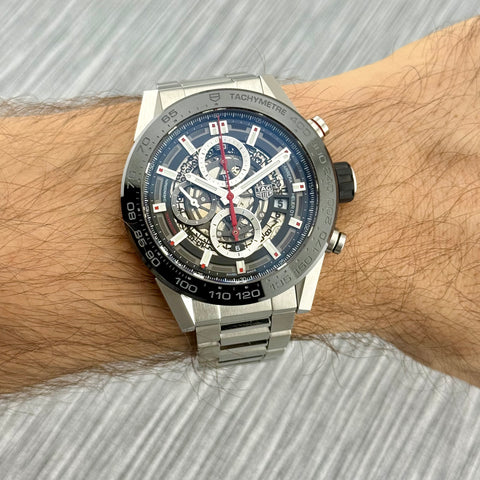 Tag Heuer Carrera Calibre HEUER 01 Chronograph Ref. CAR2A1W.BA0703 | Full-Set 11/2017 | Serviced 11/2025 | 45mm | Skeleton | VIP