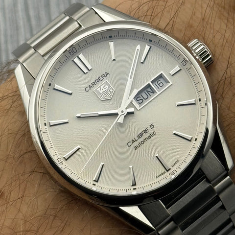 Tag Heuer Carrera Calibre 5 Day-Date Ref. WAR201B.BA0723 | Full-Set 12/2019 | Automatic | 41mm | Silver Dial | Top | VIP