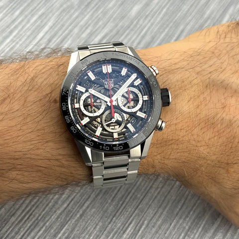 Tag Heuer Carrera Automatik Chronograph Ref. CBG2010.BA0662 | Full-Set 01/2026 | Tag Heuer Garantie 01/2031 | Unworn | Ungetragen | Skelettiert | 43mm | Top