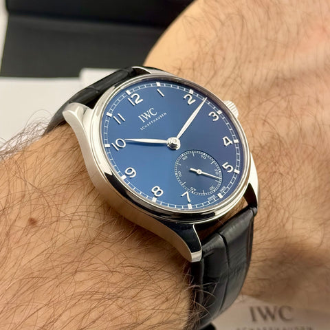 IWC Portugieser Automatic Ref. IW358305 | Full-Set 06/2021 | IWC Garantie 06/2029 | 40,4 mm | Blue Dial | Top