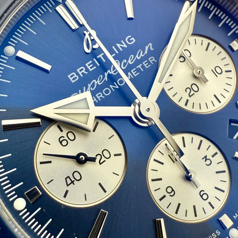 Superocean Heritage B01 Chronograph 44 Ref. AB0162161C1A1 | Full-Set 05/2023 | Breitling Garantie 05/2028 | 44mm | Blue Dial | Like New