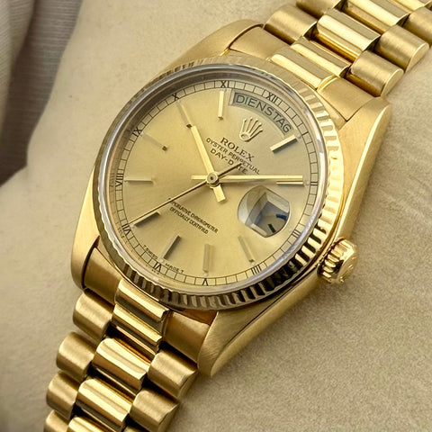 Rolex Day-Date Ref. 18038 | Papiere | 1987 | 36mm | Revision 2025 | 18k | Top