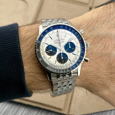 Breitling Navitimer B01 Chronograph 43 Ref. AB0138241G1A1 | Full-Set 04/2023 | Unworn | Ungetragen | Silver Panda Dial | Top