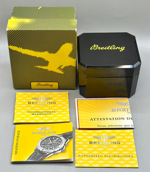 Breitling Shadow Flyback Ref. B35312 | Full-Set 2001 | Automatic | Serviced | 38mm | Stahl/Gold | Blue | Dia