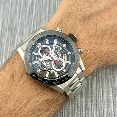 Tag Heuer Carrera Calibre HEUER 01 Chronograph Ref. CAR2A1W.BA0703 | Full-Set 11/2017 | Serviced 11/2025 | 45mm | Skeleton | VIP