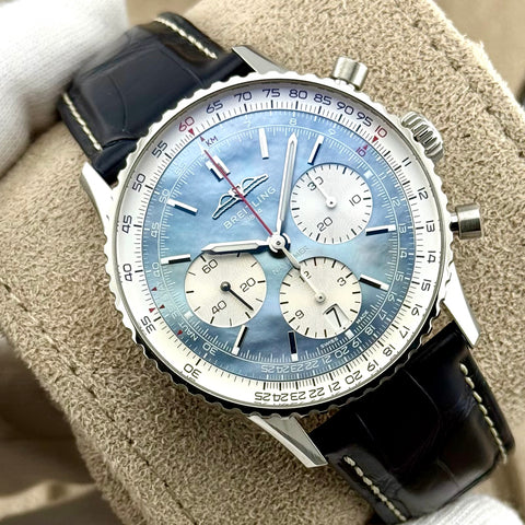 Breitling Navitimer B01 Chronograph 41 Japan Edition Ref. AB0139211C2P1 | Full-Set 09/2024 | Garantie 09/2032 | Blue MOP Dial | 41mm | Top | Rare