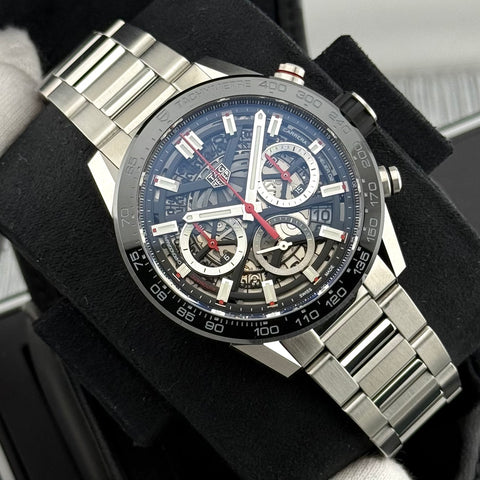 Tag Heuer Carrera Automatik Chronograph Ref. CBG2010.BA0662 | Full-Set 01/2026 | Tag Heuer Garantie 01/2031 | Unworn | Ungetragen | Skelettiert | 43mm | Top