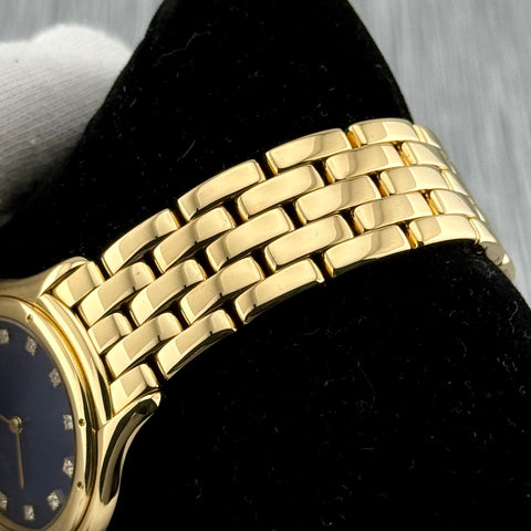 Cartier Cougar Ref. 887905 | Factory Blue Enamel (Emaille) Dia Dial | 18k Yellow Gold | 114.45 gr. | 33mm | Top