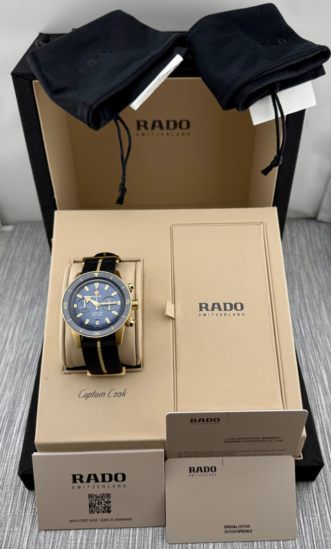 Rado Captain Cook Automatic Chronograph Ref. R32146208 | Full-Set 2026 | Unworn | NEW | Bronze | 43mm | Blue Dial | Top