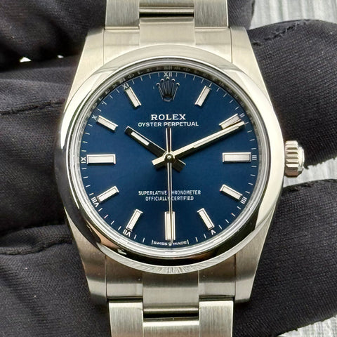 Rolex Oyster Perpetual 34 Ref. 124200 | Full-Set 2025 | NEU | LC100 | 34mm | Blue Dial | Automatic | VIP