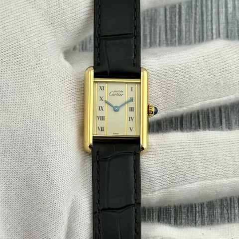 Cartier Tank Vermeil Ref. 5057001 | Quartz | Rare Dial | Vintage | Cartier Strap | 20x28mm | Damen | Ladies | VIP