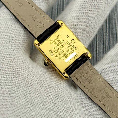 Cartier Tank Vermeil Ref. 5057001 | Quartz | Rare Dial | Vintage | Cartier Strap | 20x28mm | Damen | Ladies | VIP