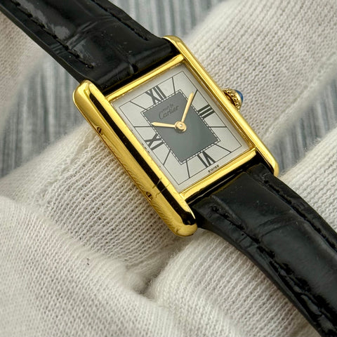 Cartier Tank Vermeil Ref. 5057001 | Quartz | Rare Dial | Vintage | Cartier Strap | 20x28mm | Damen | Ladies | VIP