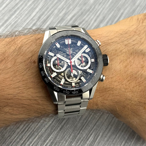 Tag Heuer Carrera Automatik Chronograph Ref. CBG2010.BA0662 | Full-Set 01/2026 | Tag Heuer Garantie 01/2031 | Unworn | Ungetragen | Skelettiert | 43mm | Top