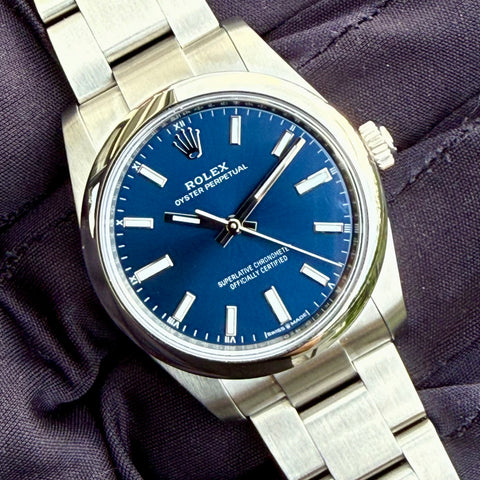 Rolex Oyster Perpetual 34 Ref. 124200 | Full-Set 2025 | NEU | LC100 | 34mm | Blue Dial | Automatic | VIP