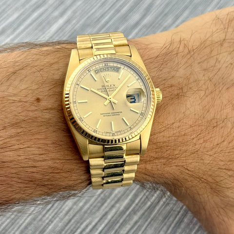 Rolex Day-Date Ref. 18038 | Papiere | 1987 | 36mm | Revision 2025 | 18k | Top