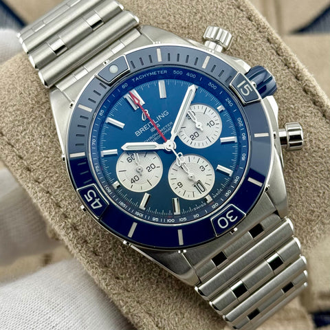Breitling Super Chronomat B01 44 Chronograph Ref. AB0136161C1A1 | Full-Set 2025 | Unworn | Ungetragen | Blue Dial | Like New | VIP