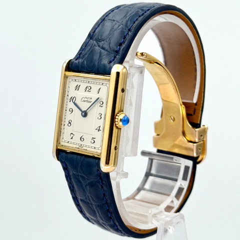 Cartier Tank Vermeil Ref. 590005 | Papers 1991 | Quartz | 23x30mm | Breguet Numerals Dial | Silver 925 | Top | VIP