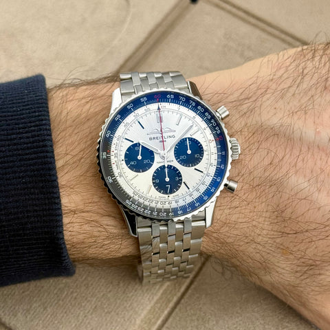 Breitling Navitimer B01 Chronograph 43 Ref. AB0138241G1A1 | Full-Set 04/2023 | Unworn | Ungetragen | Silver Panda Dial | Top