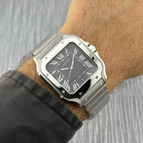 Cartier Santos Large Ref. WSSA0096 | Full-Set 11/2025 | Cartier Garantie 11/2033 | 47x39.5mm | Black Dial | Top