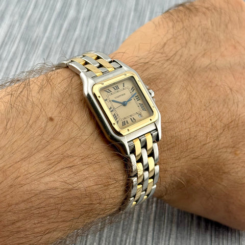 Cartier Panthère Ref. 187949 | 2-row 18k yellow gold | Vintage | 27x27mm | Quartz | Rare | Top