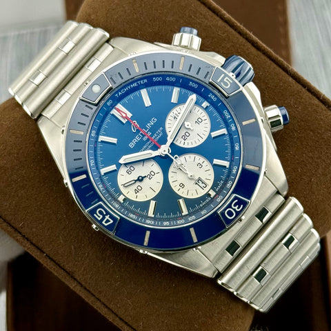 Breitling Super Chronomat B01 Chronograph Ref. AB0136161C1A1 | Full-Set 2021 | Blue Dial | Erstkaufrechnung | 44mm | Keramik Lünette | Top