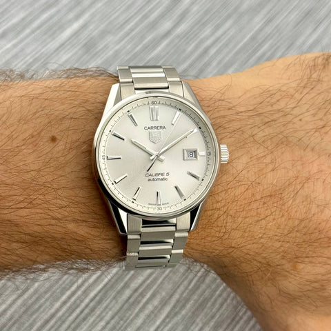 Tag Heuer Carrera Calibre 5 Ref. WAR211B.BA0782 | Full-Set 2019 | Serviced 06/2026 | 39mm | Silver Dial | Top